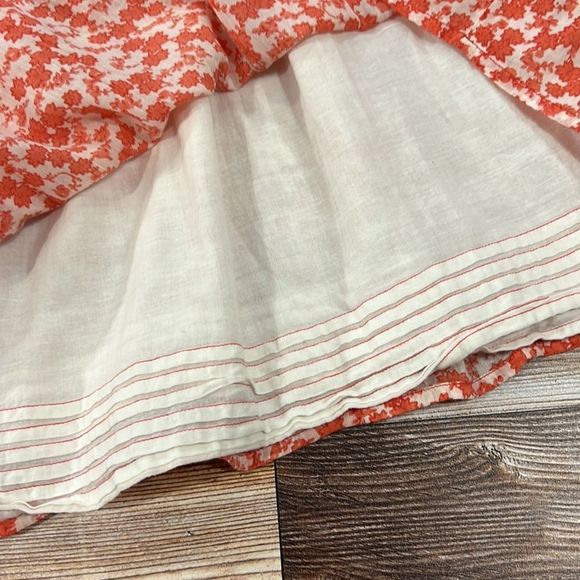 Anthropologie Odille Fire Orange Print Lined Cotton Skirt Womens 4 - Picture 8 of 8